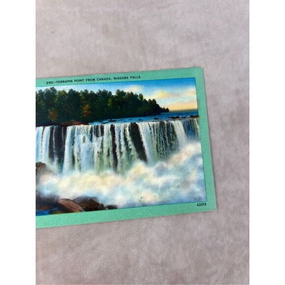 Vintage TERRAPIN POINT FROM CANADA, NIAGARA FALLS Postcard 1956 - Picture 3 of 5